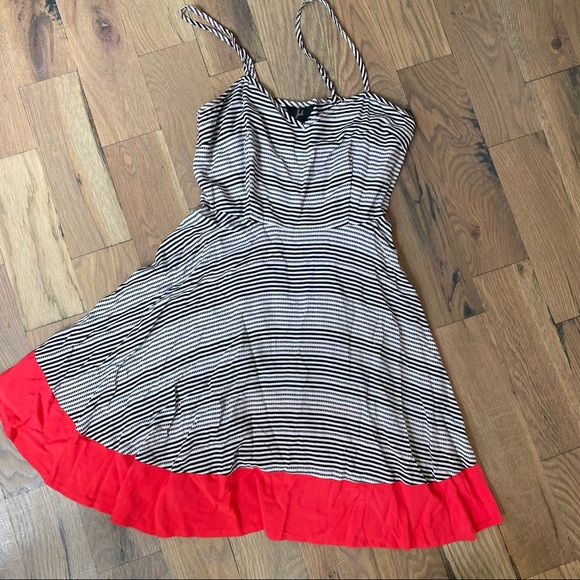 Jacks Colorblock Striped Black White Red Dress Size 8 - Picture 2 of 14
